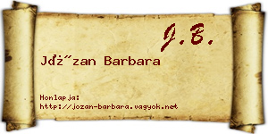 Józan Barbara névjegykártya