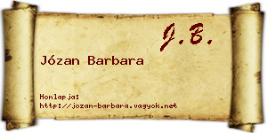 Józan Barbara névjegykártya